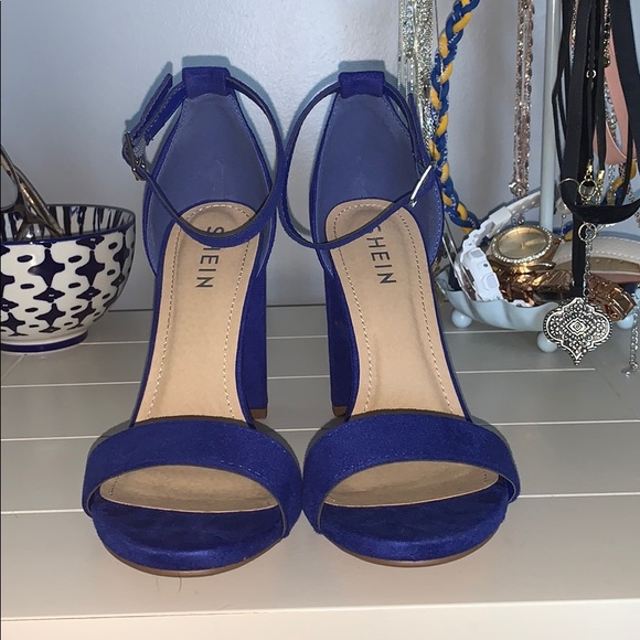 Shein Navy Blue Thick Heels Cobalt Blue High Heels!